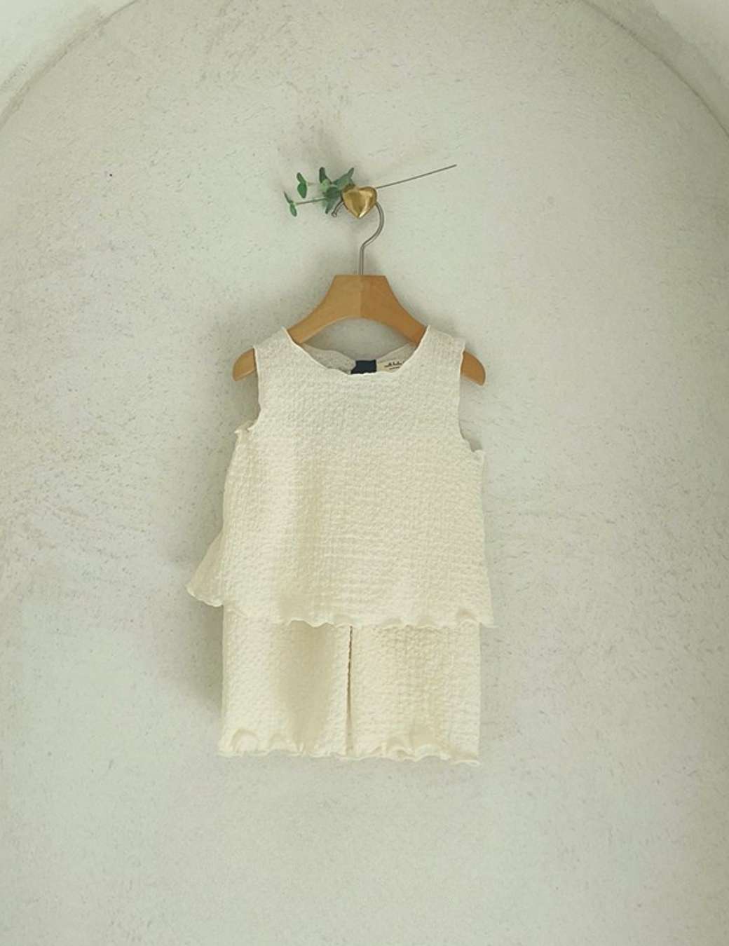 後綁結透紗皺皺套裝