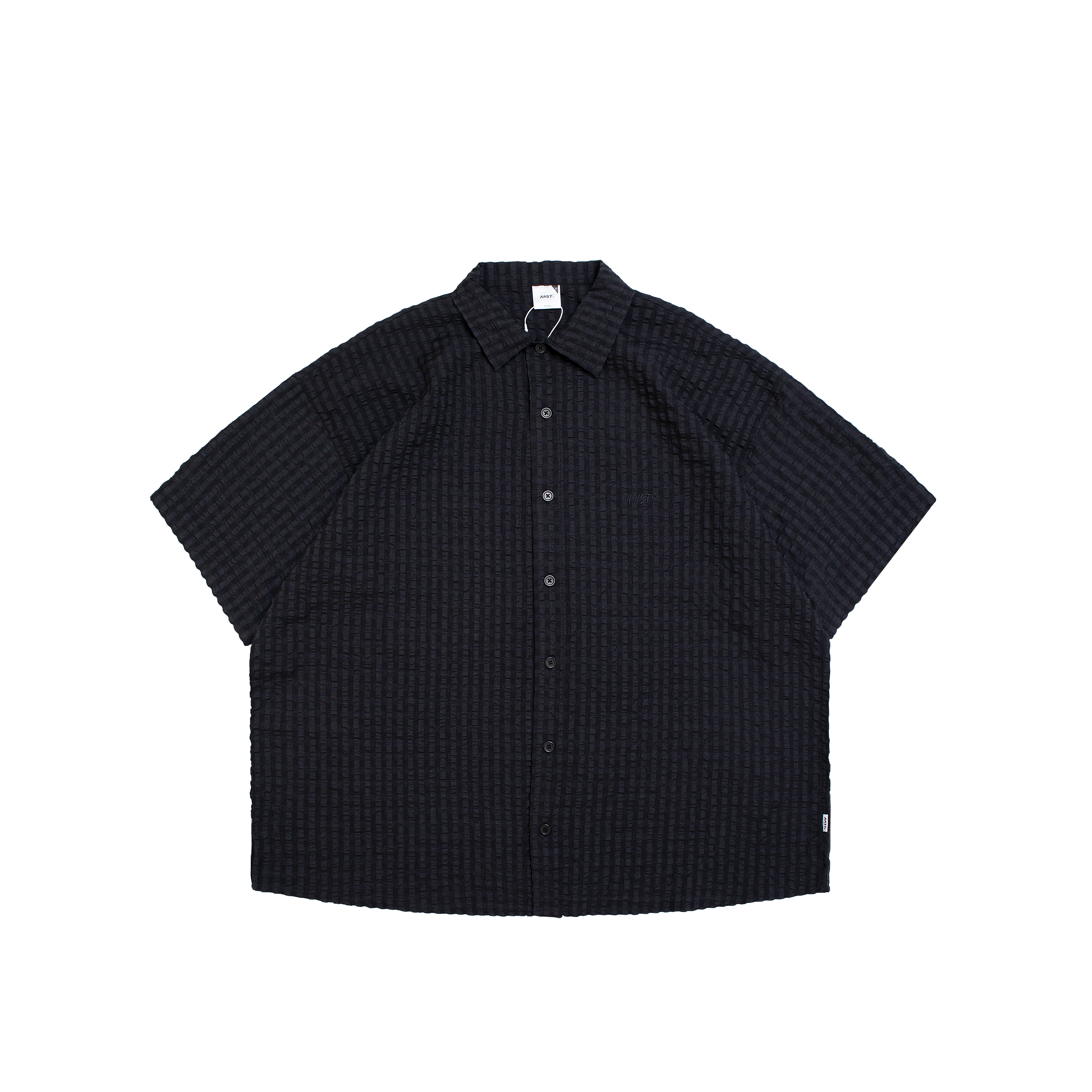 ANST 泡泡紗刺繡格子襯衫 AN.58