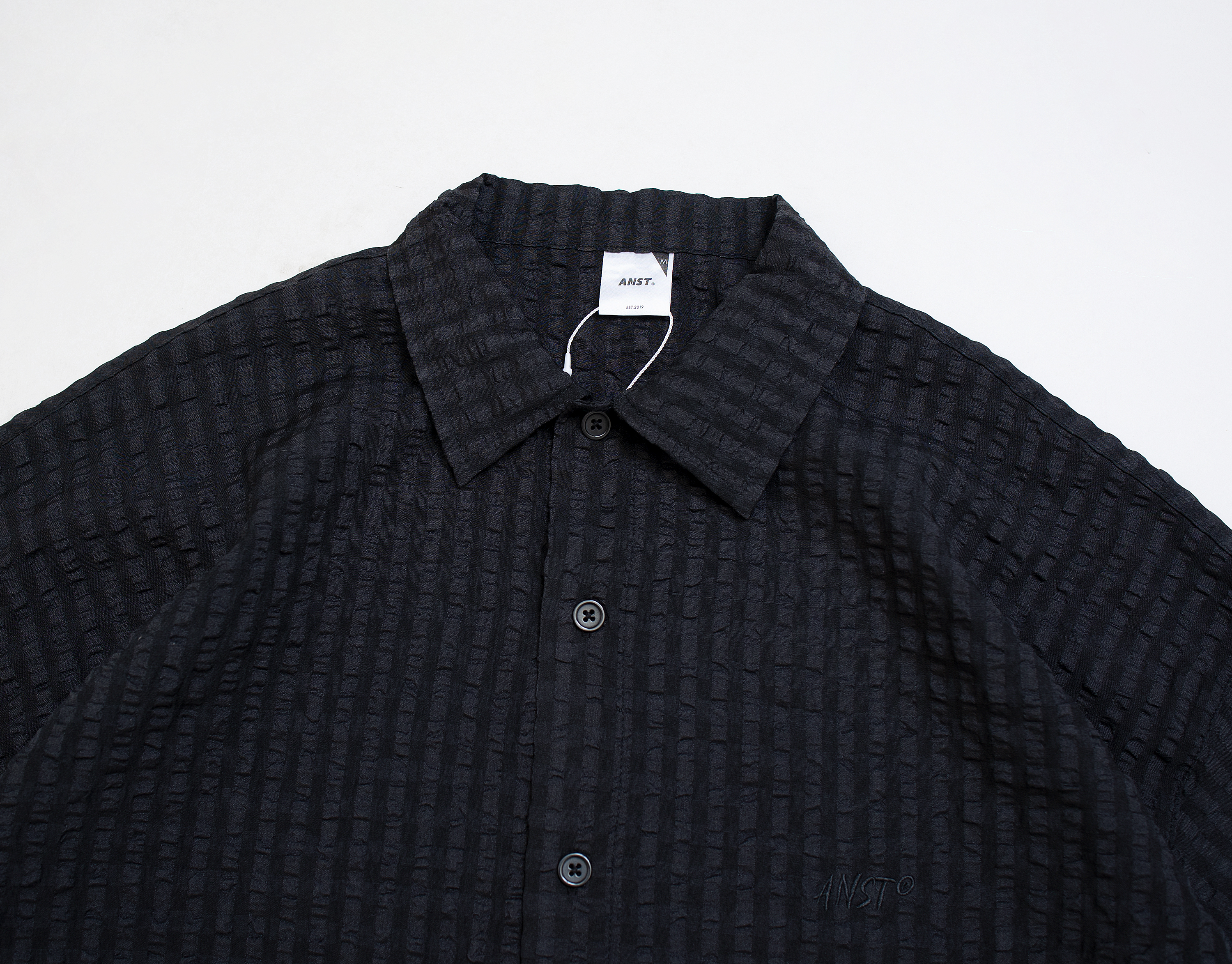 ANST 泡泡紗刺繡格子襯衫 AN.58