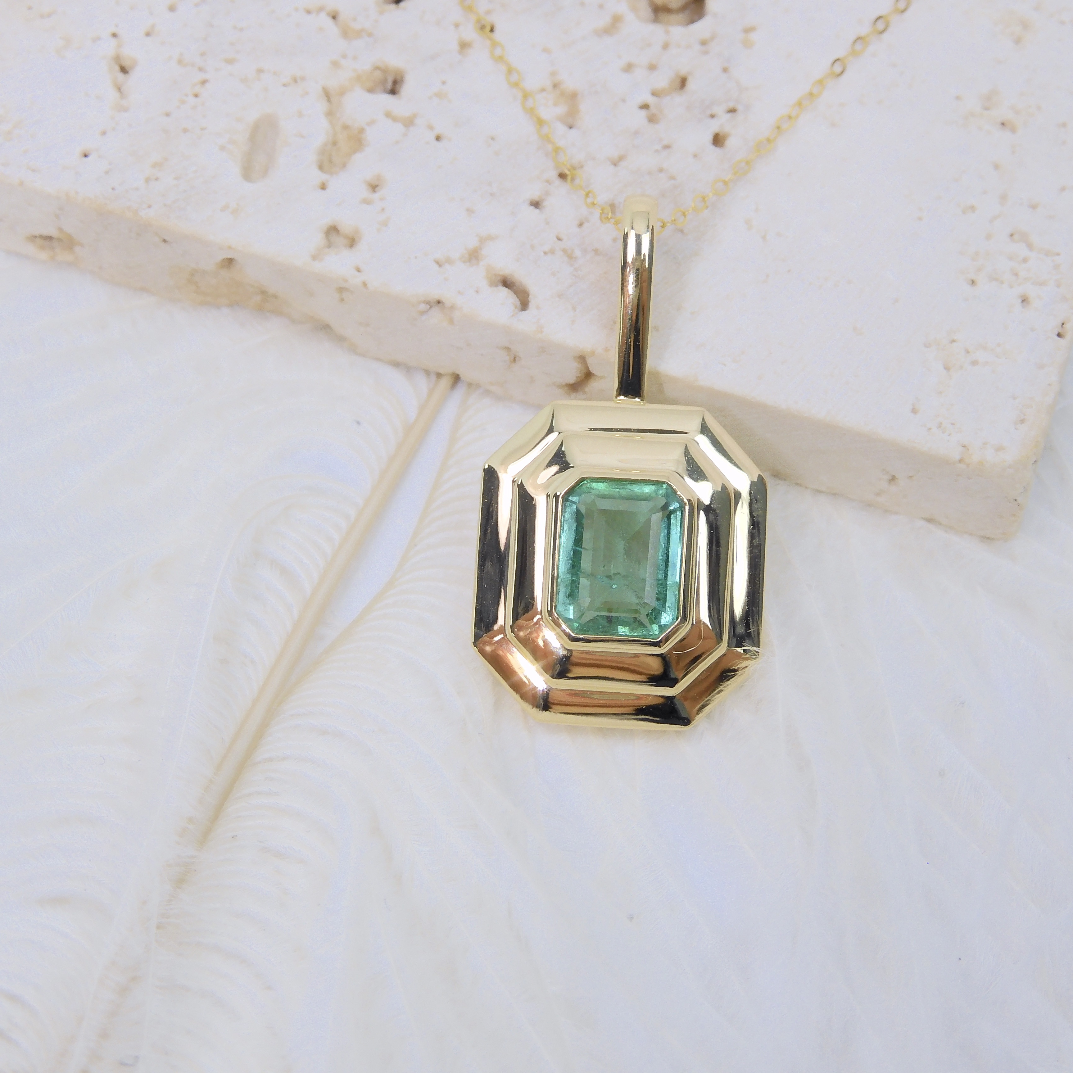 訂製 18K金 1.68ct 綠寶石項鏈