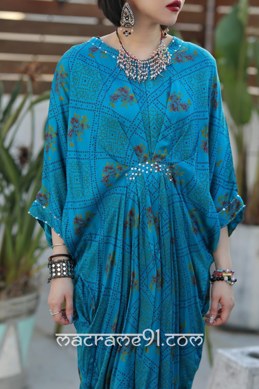 Macrame 連身裙 - M3047S (綠松石色)