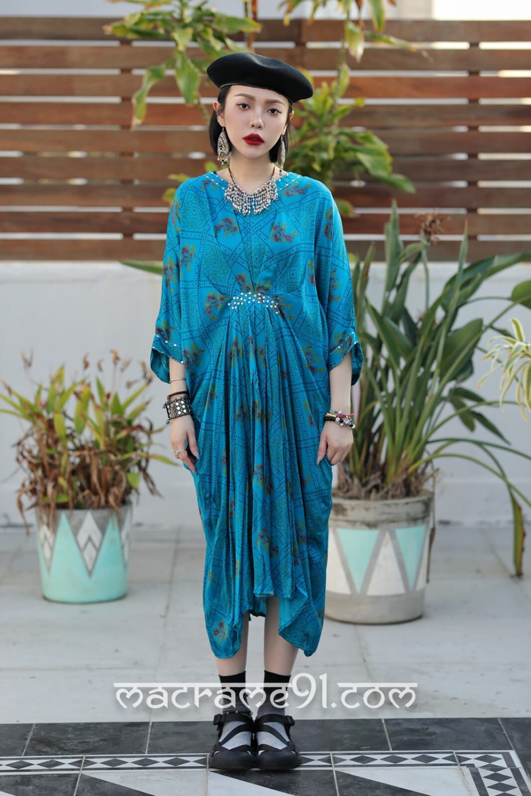 Macrame 連身裙 - M3047S (綠松石色)