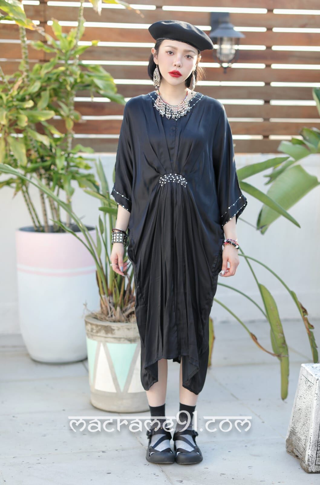 Macrame 連身裙 - M3047P (黑色)