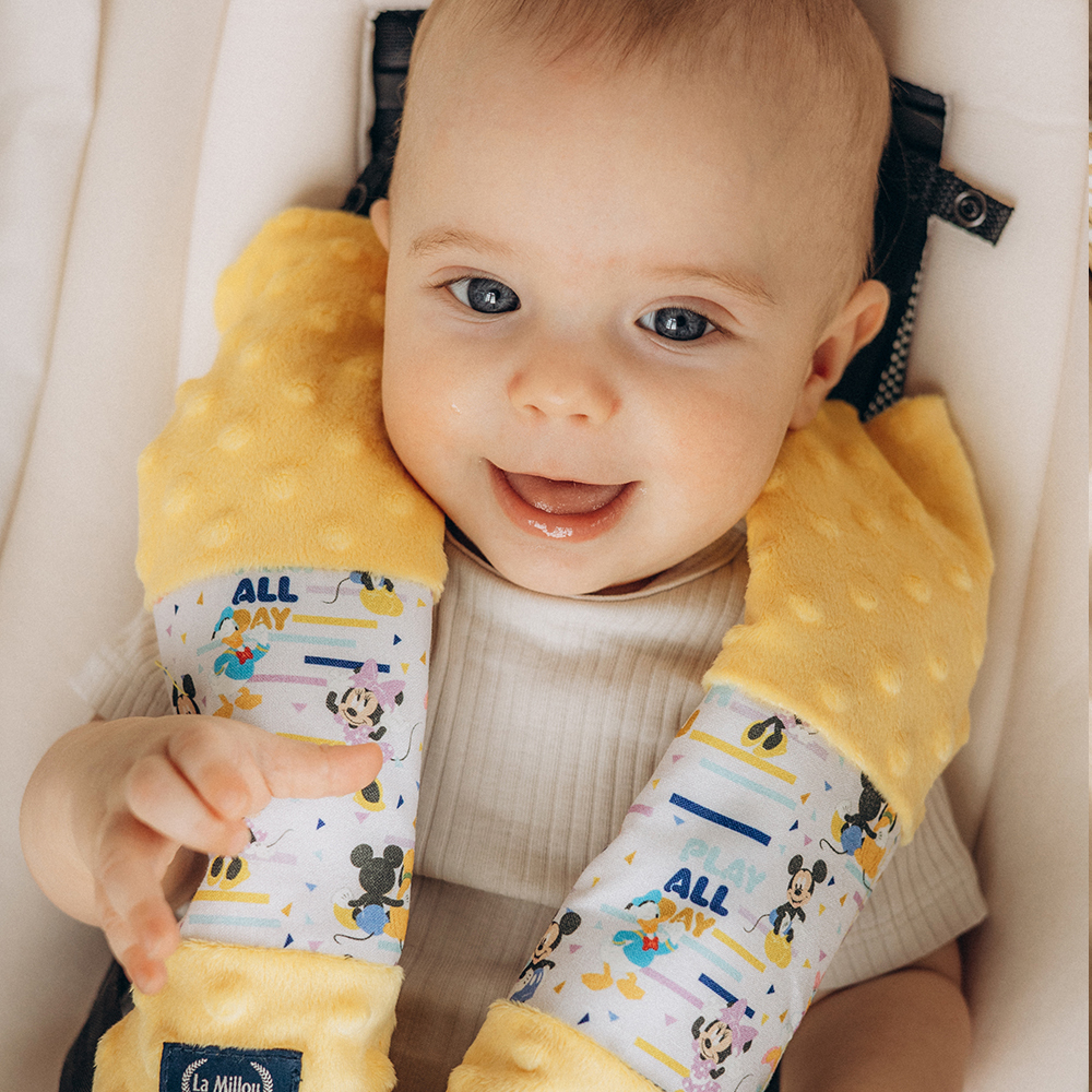 La Millou波蘭 豆豆安全帶保護套｜米奇系列_嚮一起篇｜清恬芒果黃