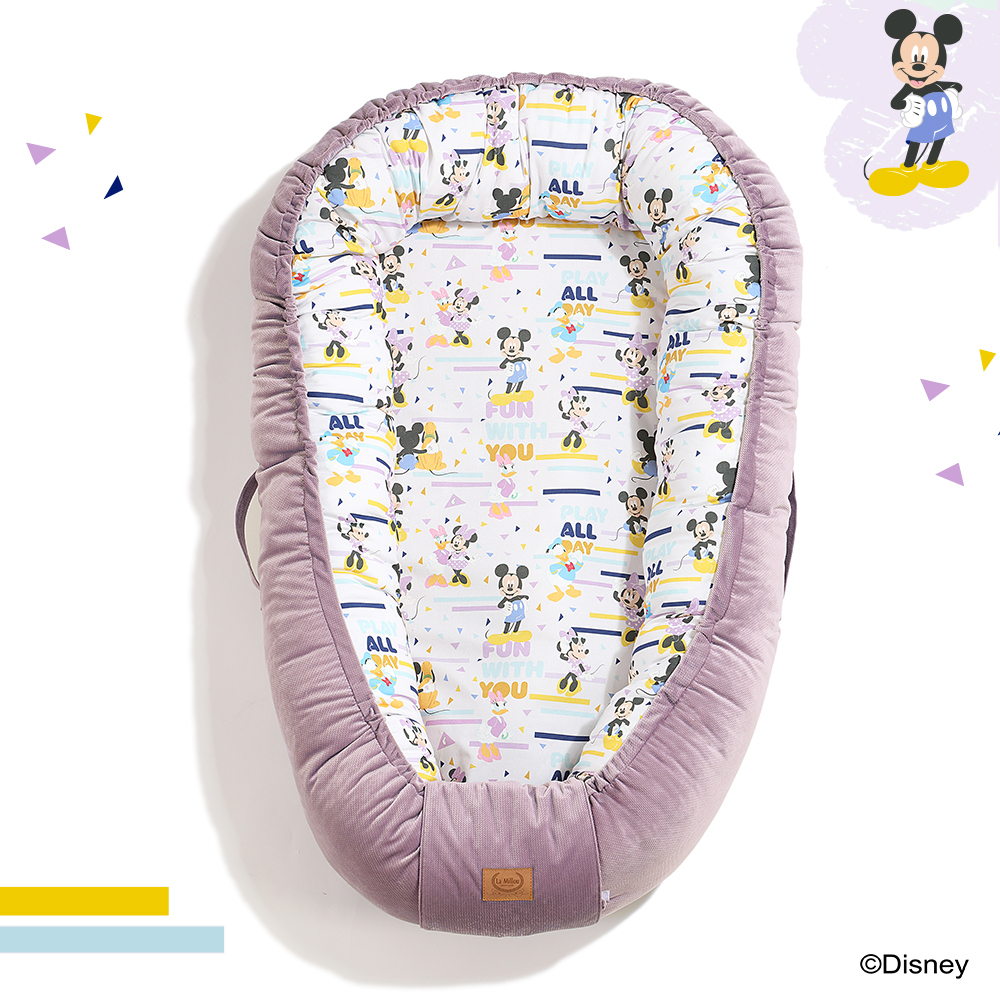 La Millou波蘭 Velvet頂級棉柔嬰兒睡窩(鋪棉版)｜米奇系列_嚮一起篇｜舒柔薰紫