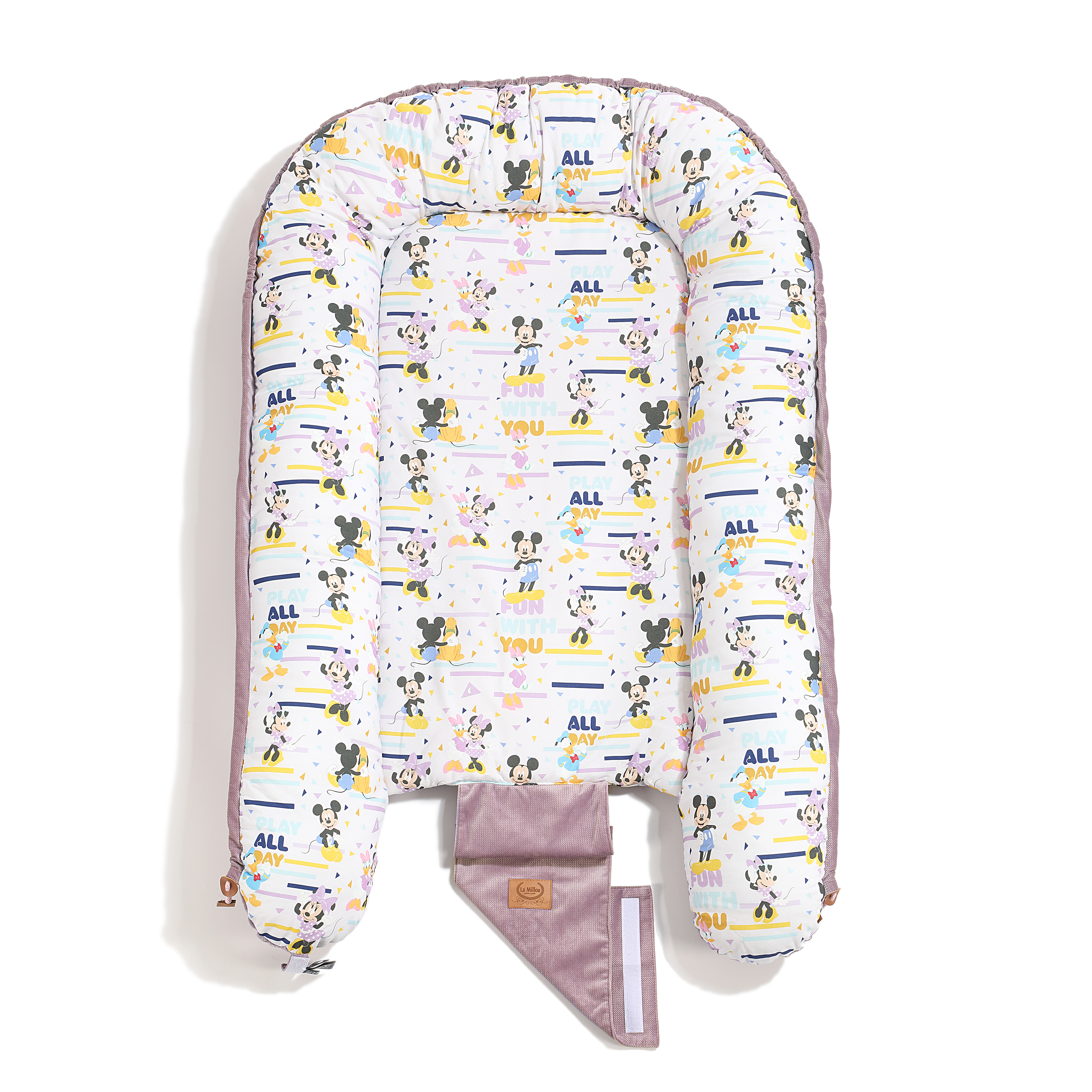 La Millou波蘭 Velvet頂級棉柔嬰兒睡窩(鋪棉版)｜米奇系列_嚮一起篇｜舒柔薰紫