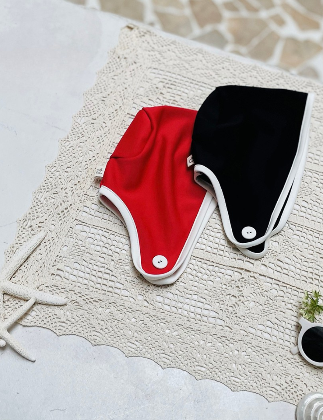 法式簡約鈕扣泳帽