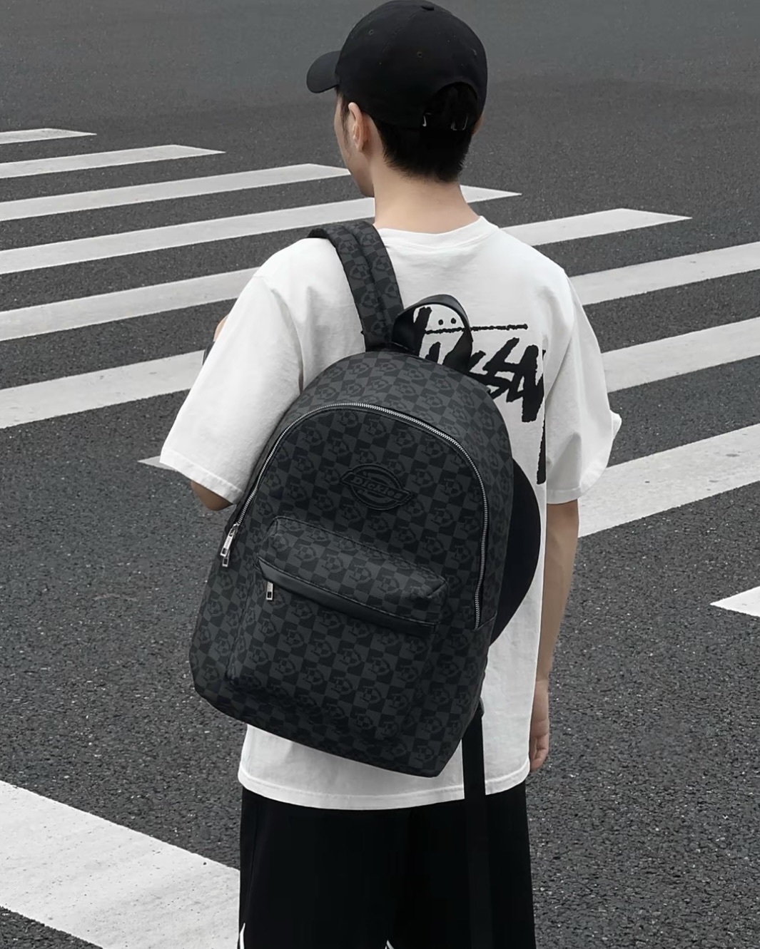 #預購 Dickies 滿版老花 皮革 後背包 黑