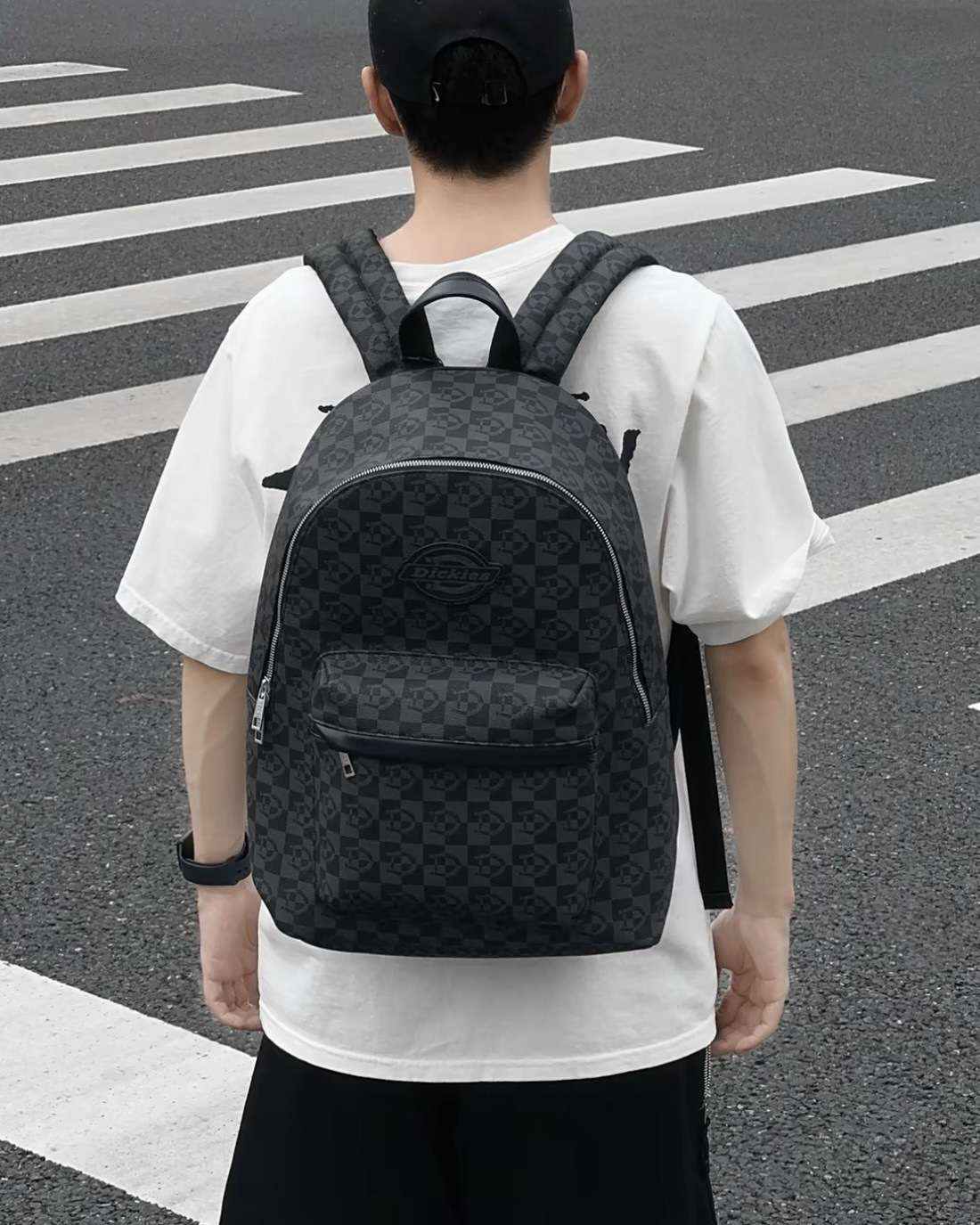 #預購 Dickies 滿版老花 皮革 後背包 黑