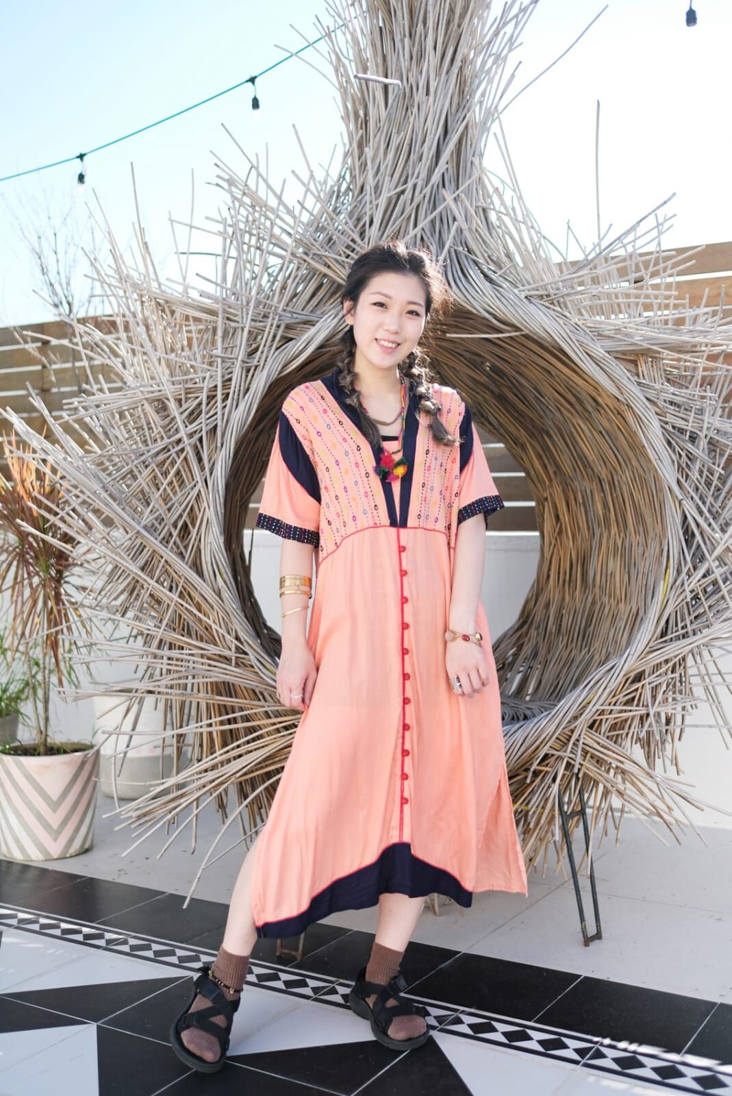 Macrame 連身裙 - MAOP0004/MAOP0005 (珊瑚色)