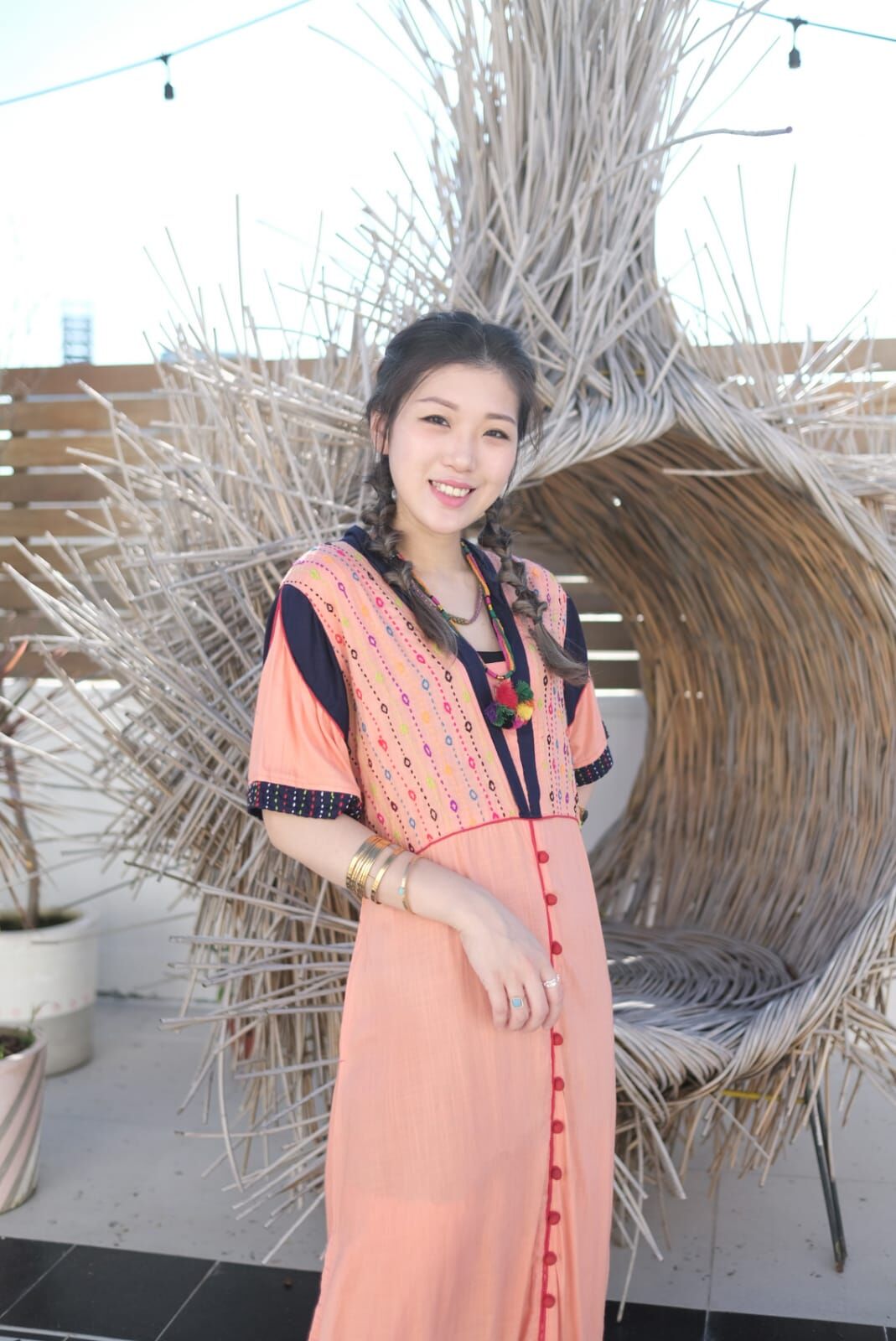 Macrame 連身裙 - MAOP0004/MAOP0005 (珊瑚色)