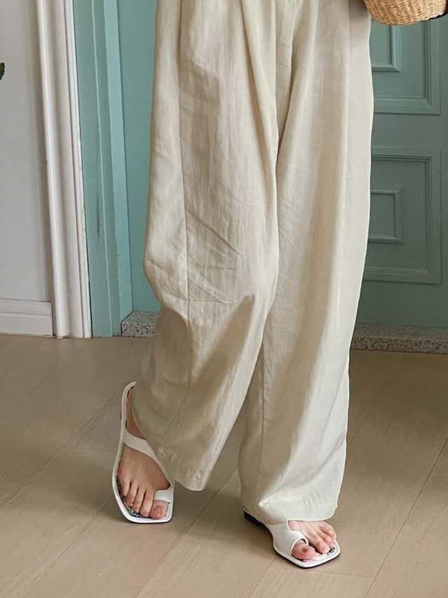 彩色圖騰方頭套指拖鞋