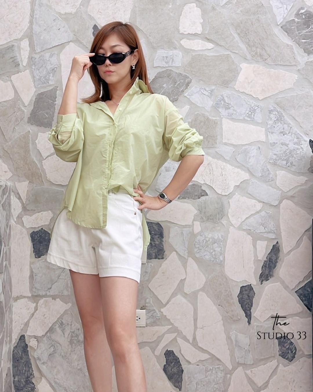 Nellie&Co百搭白色顯瘦A字短褲