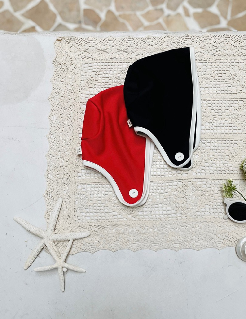 法式簡約鈕扣泳帽