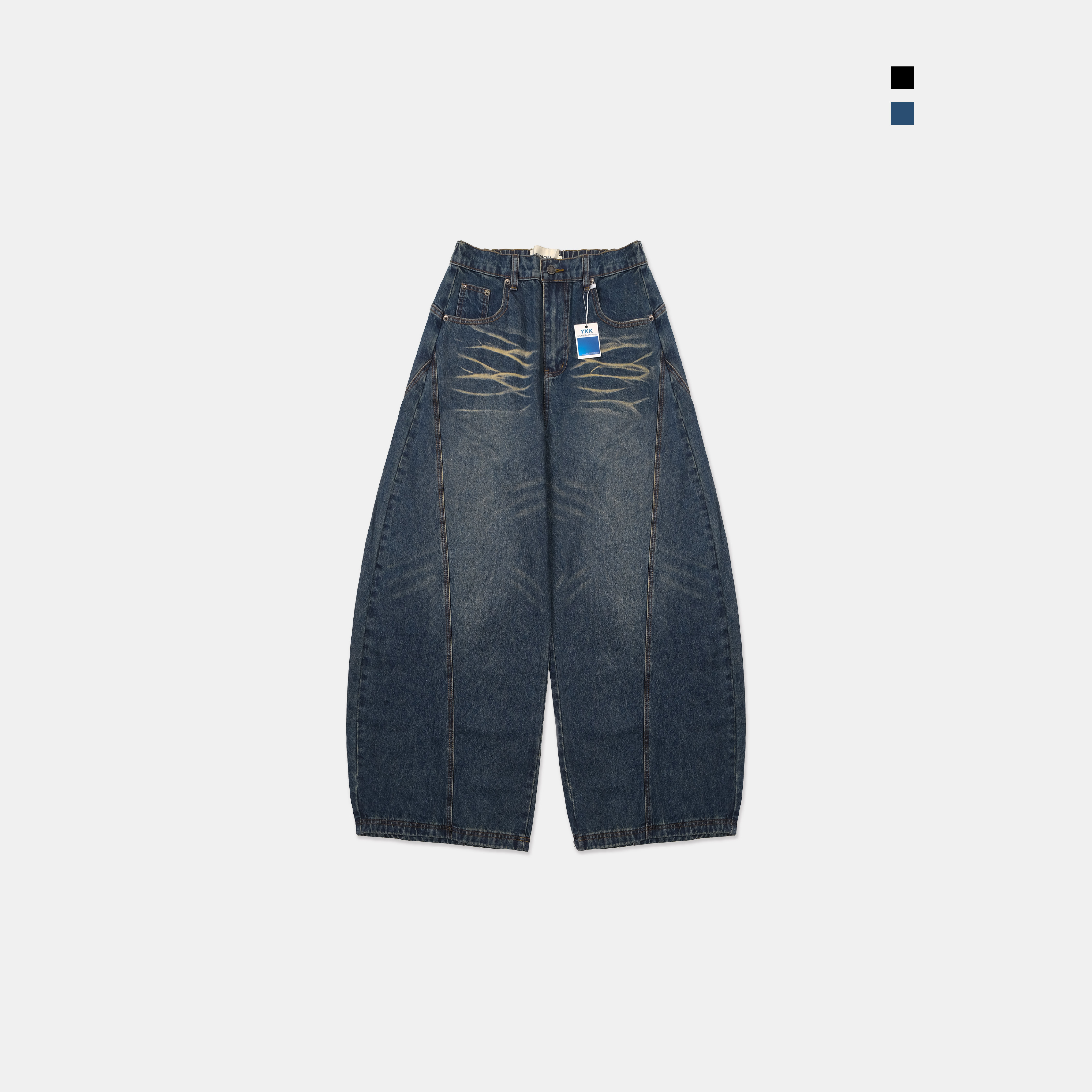 SIMON MADE BW-2513 鬆弛感 貓鬚 極光 彎刀 牛仔褲