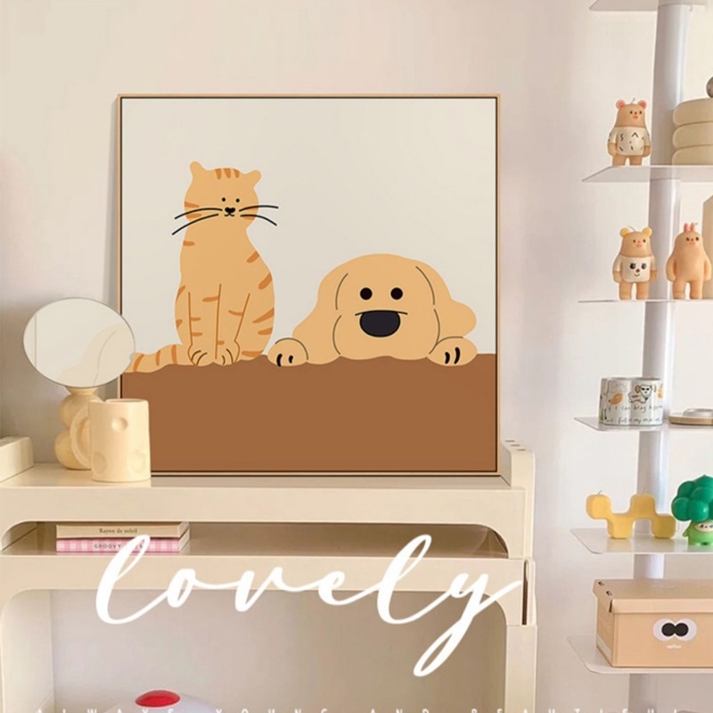 《06113》橘貓與大黃狗狗裝飾畫