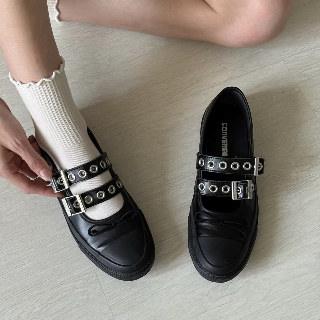 日本限定 CONVERSE ALL STAR BL MANYEYELETS OX 芭蕾風 金屬釦 黑色蝴蝶結 女鞋 瑪麗珍 瑪莉珍