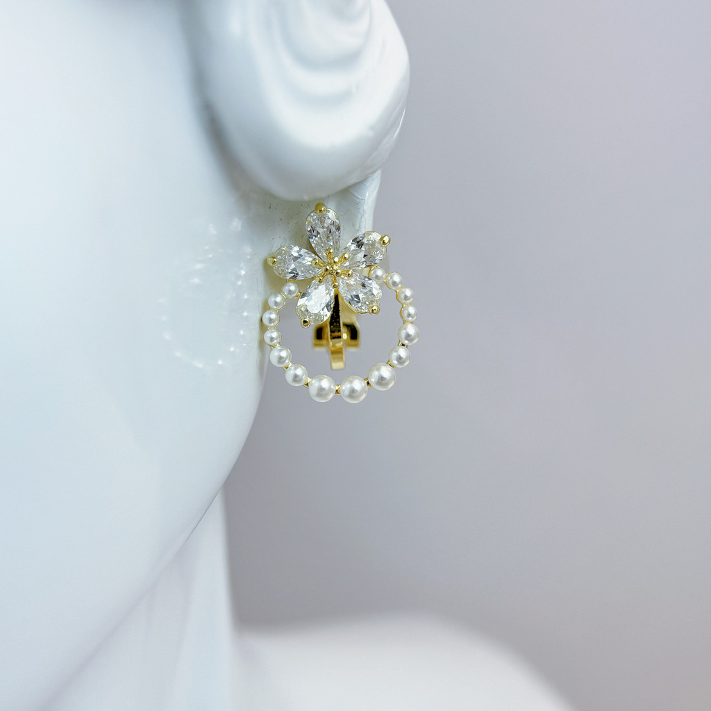 珍珠圈圈櫻花耳夾