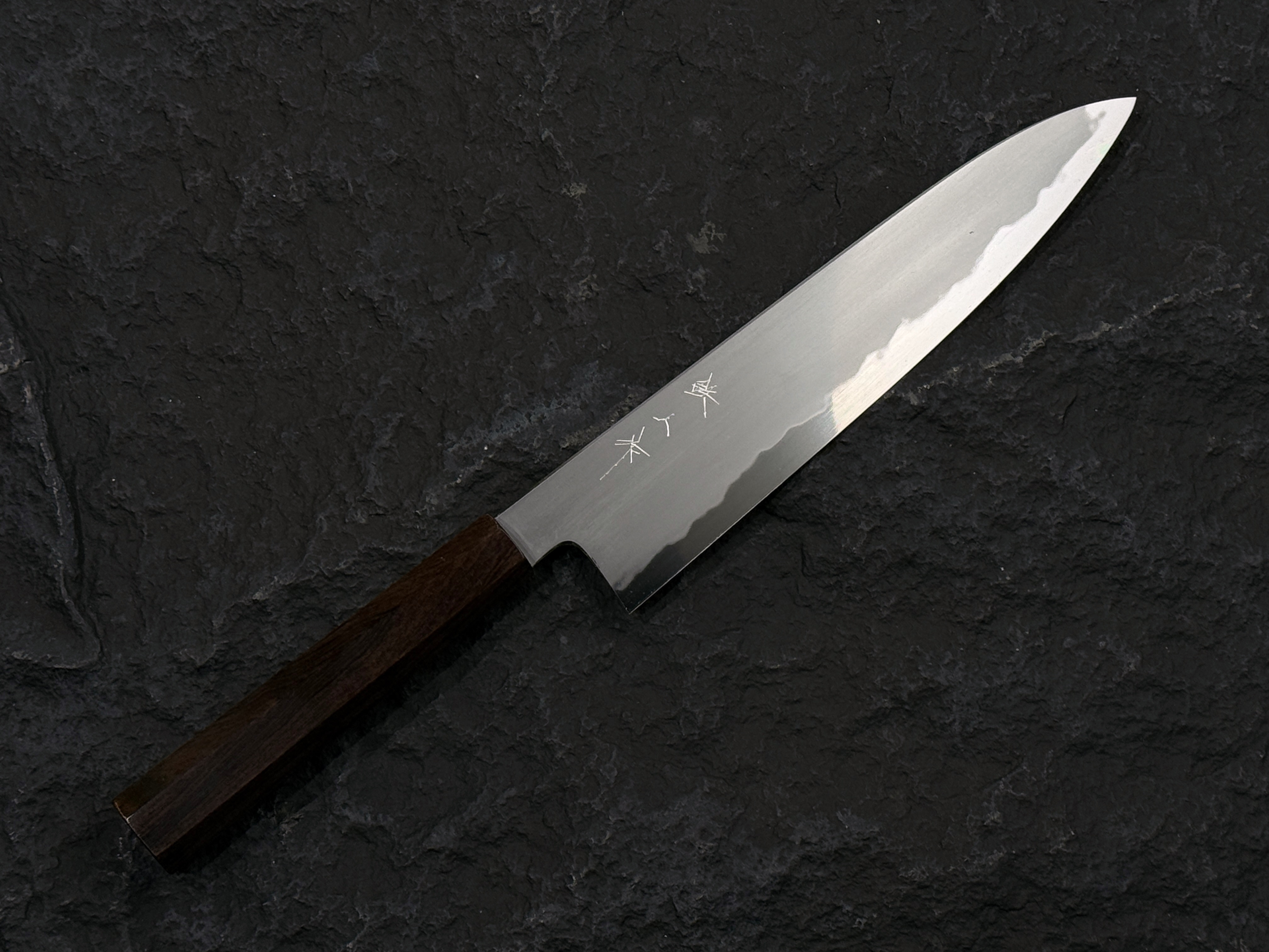 鉄人作 鍛造 青二鋼 総霞仕上 牛刀 黑檀柄