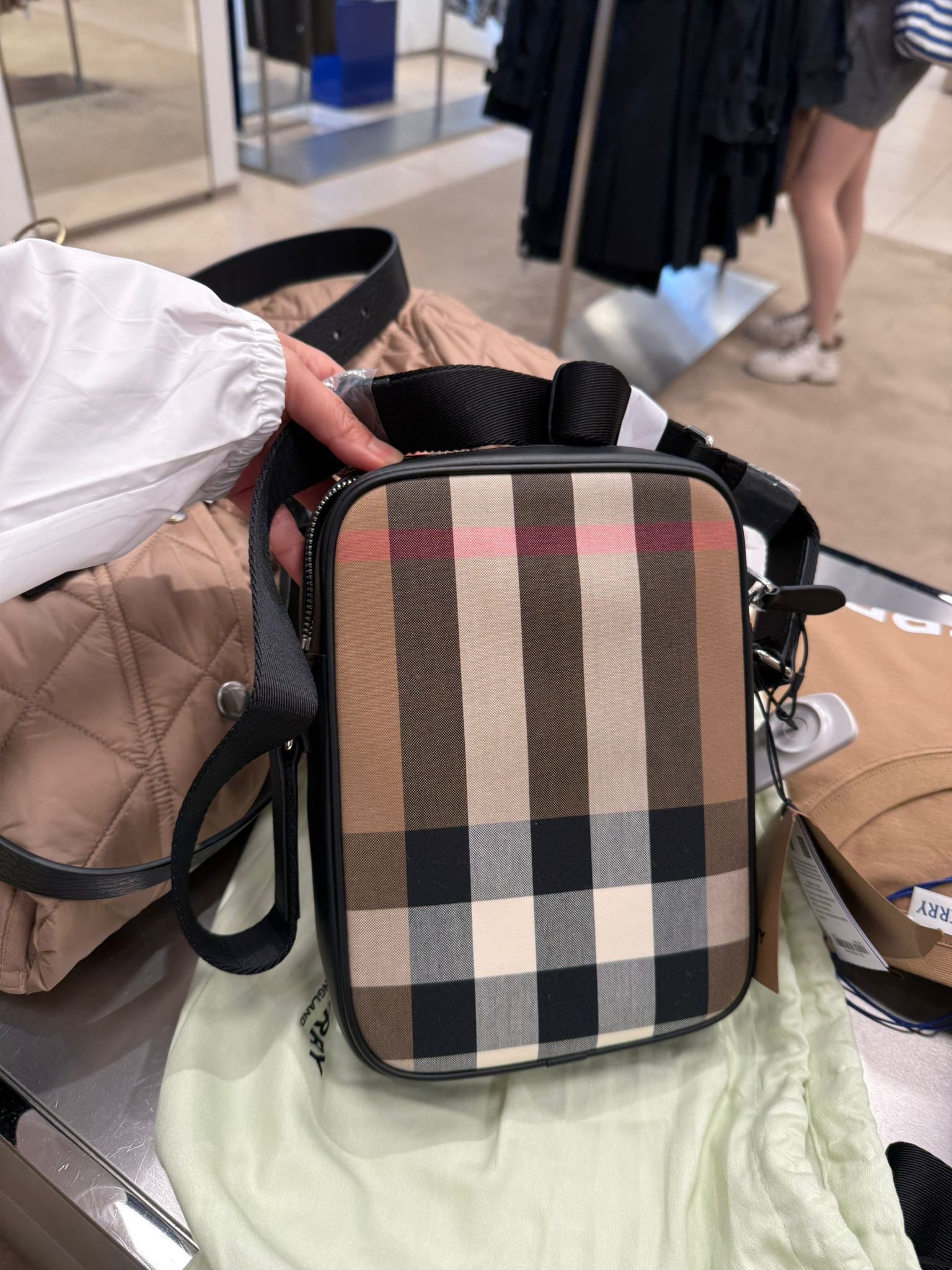 Burberry Paddy V check Men crossbody bag