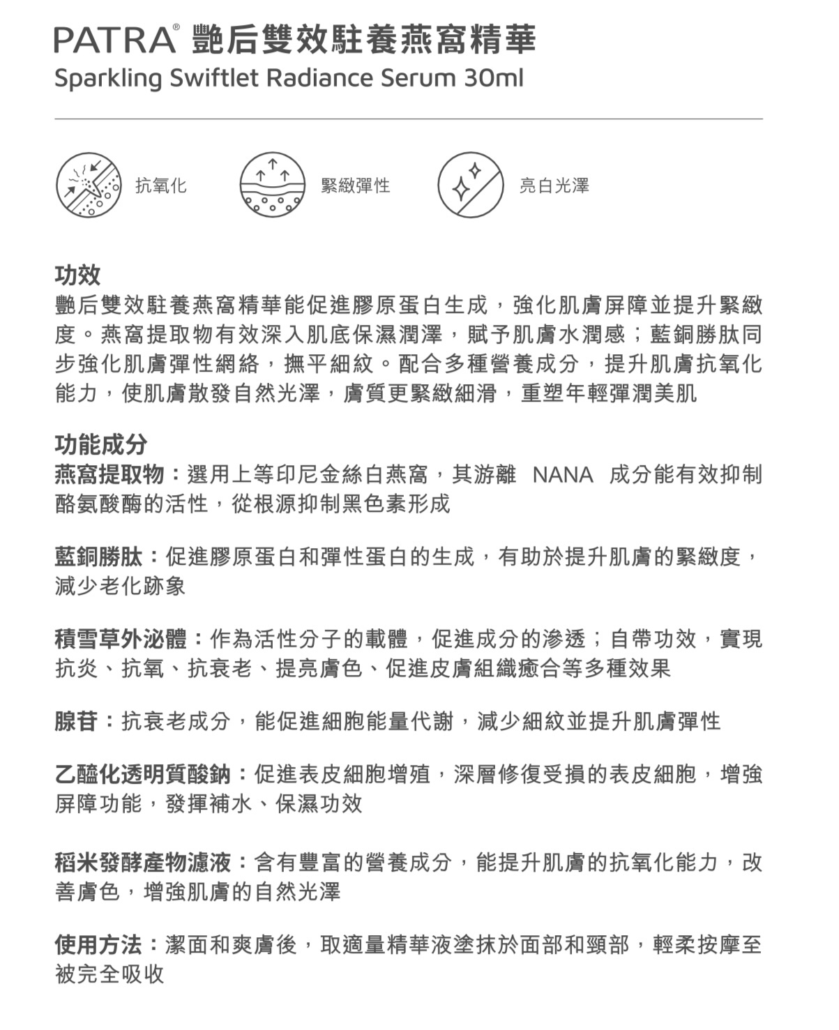 PATRA® 艷后雙效駐養燕窩精華