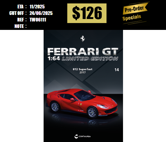 PO-$126 * TARMAC * 1:64 FERRARI 812 SUPERFAST 2017 [OD11/06]