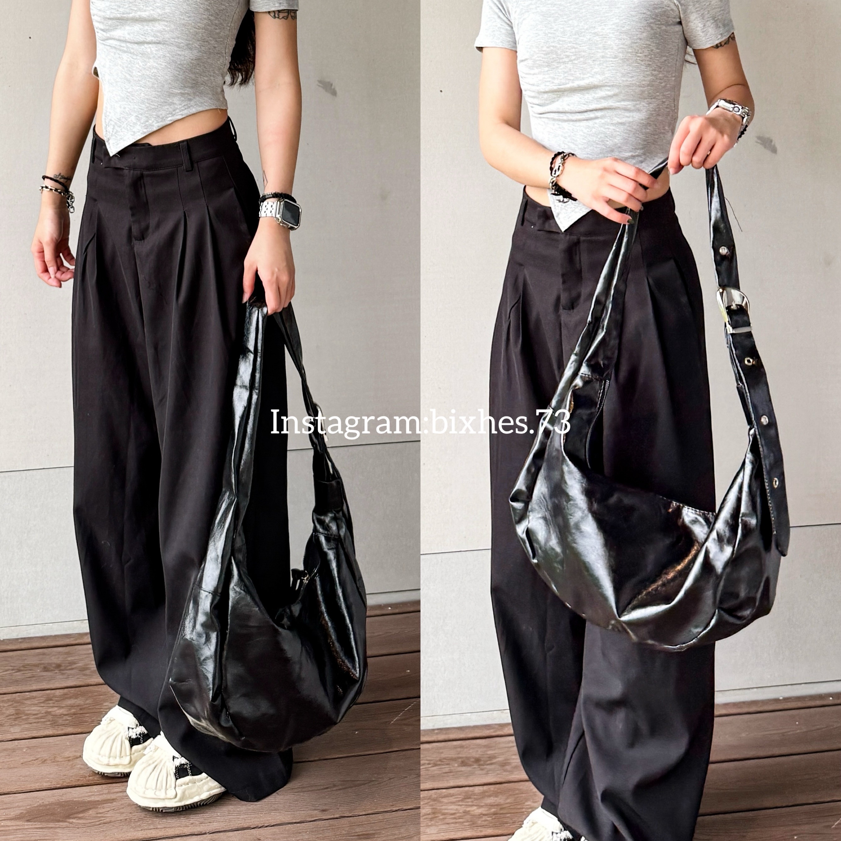 歐美銀扣餃子包(M00052)