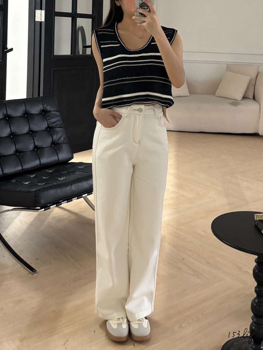 [奶白褲2.0]高腰小隻女生牛仔寬褲 XXS-L(九分款/長款)