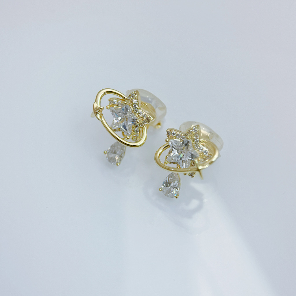 星軌流光星星耳夾