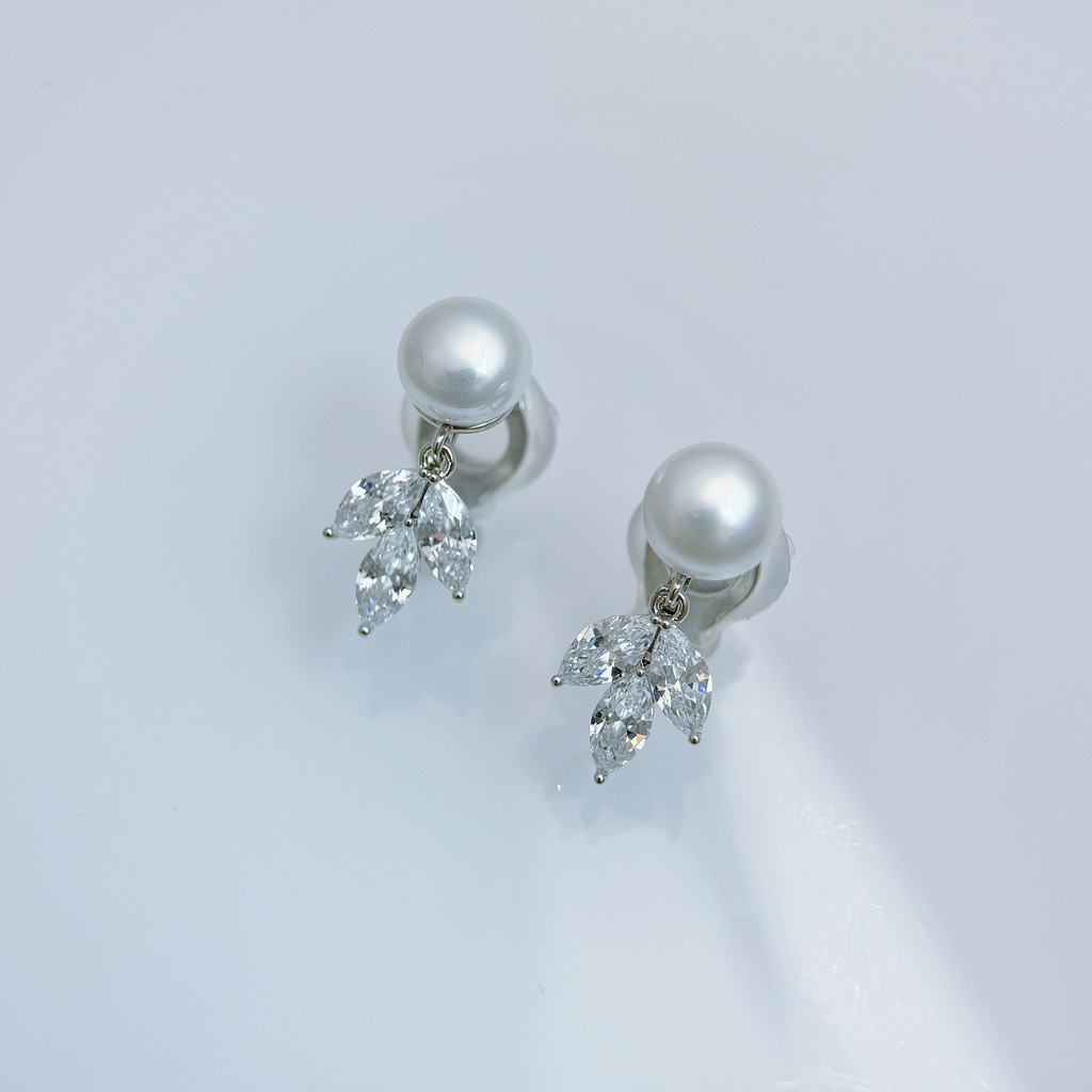 晨露珍珠晶葉耳夾