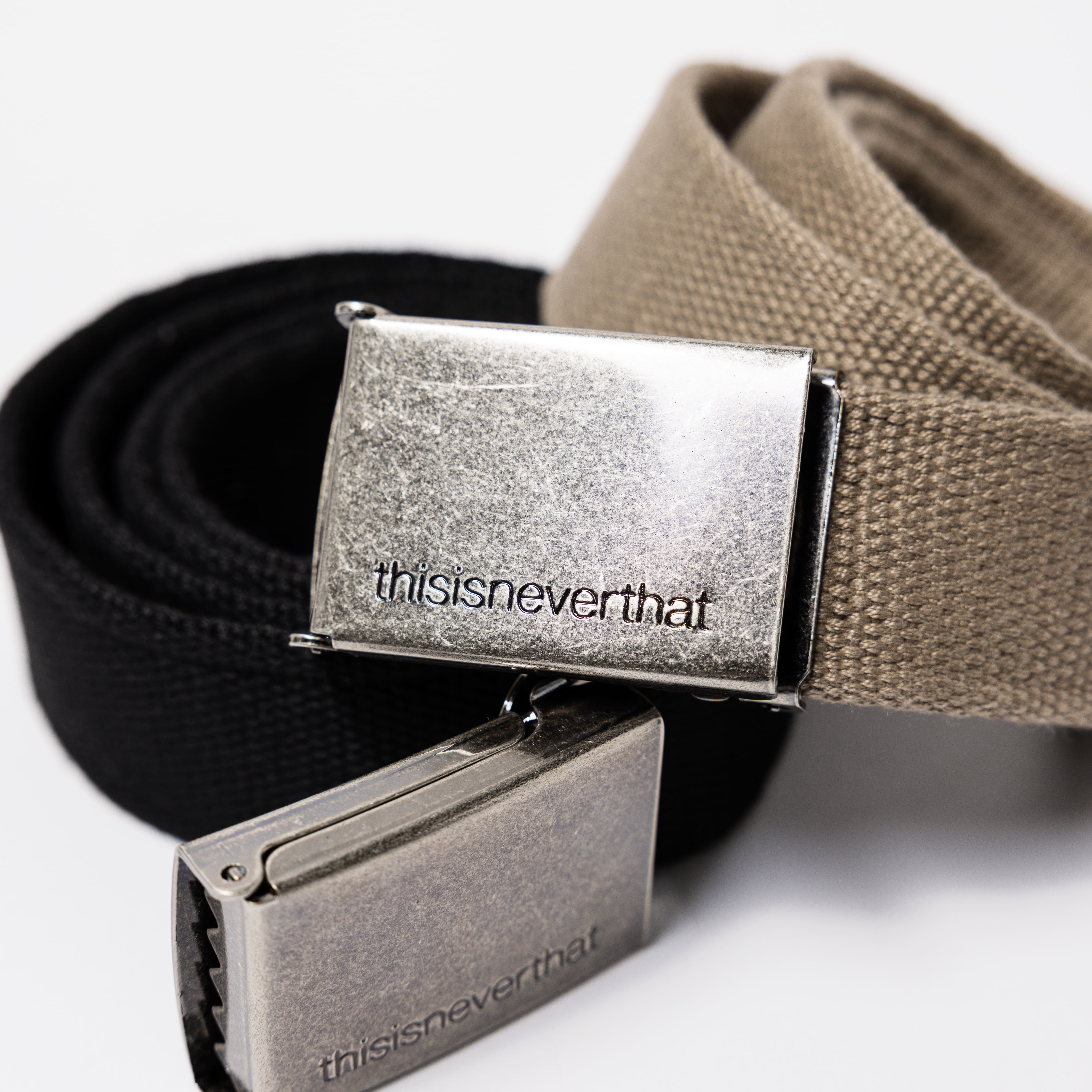 -(B2e02)-THISISNEVERTHAT WEB BELT T.N.T  金屬扣 皮帶 黑色/卡其-TN250WACBT01