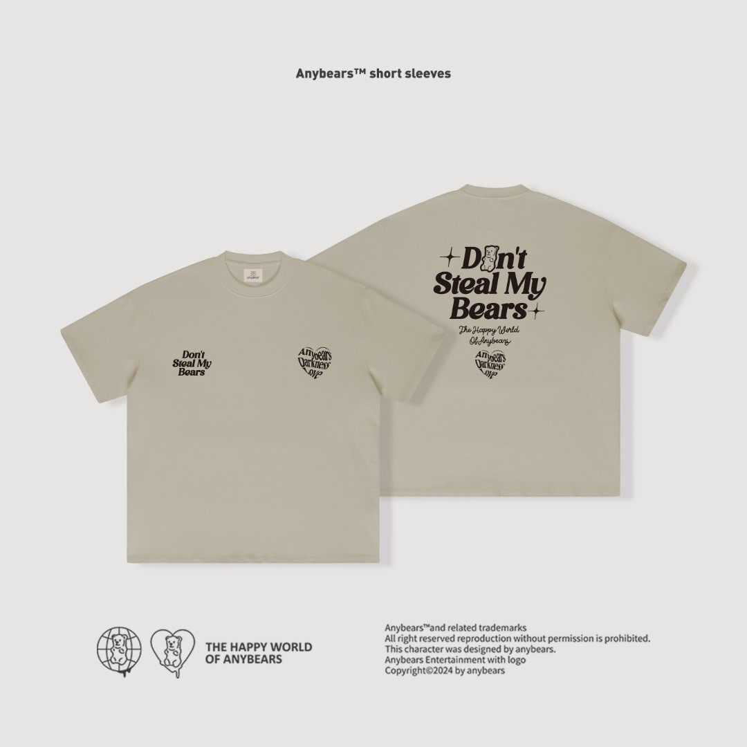 ANYBEARS® A.B WGT.®不要偷我心碎熊 厚磅短T