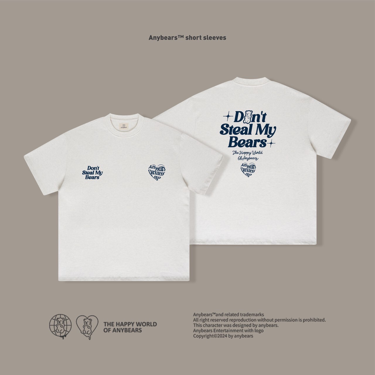 ANYBEARS® A.B WGT.®不要偷我心碎熊 厚磅短T