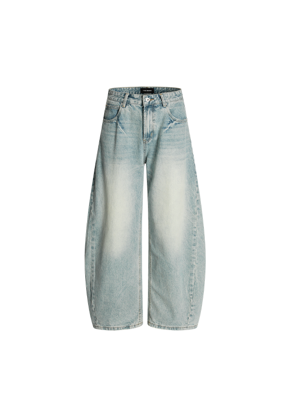 - SIMPLEACTION - 美式復古水洗結構彎刀牛仔褲