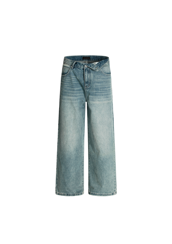 - SIMPLEACTION - 刷色cleanfit水洗牛仔直筒褲