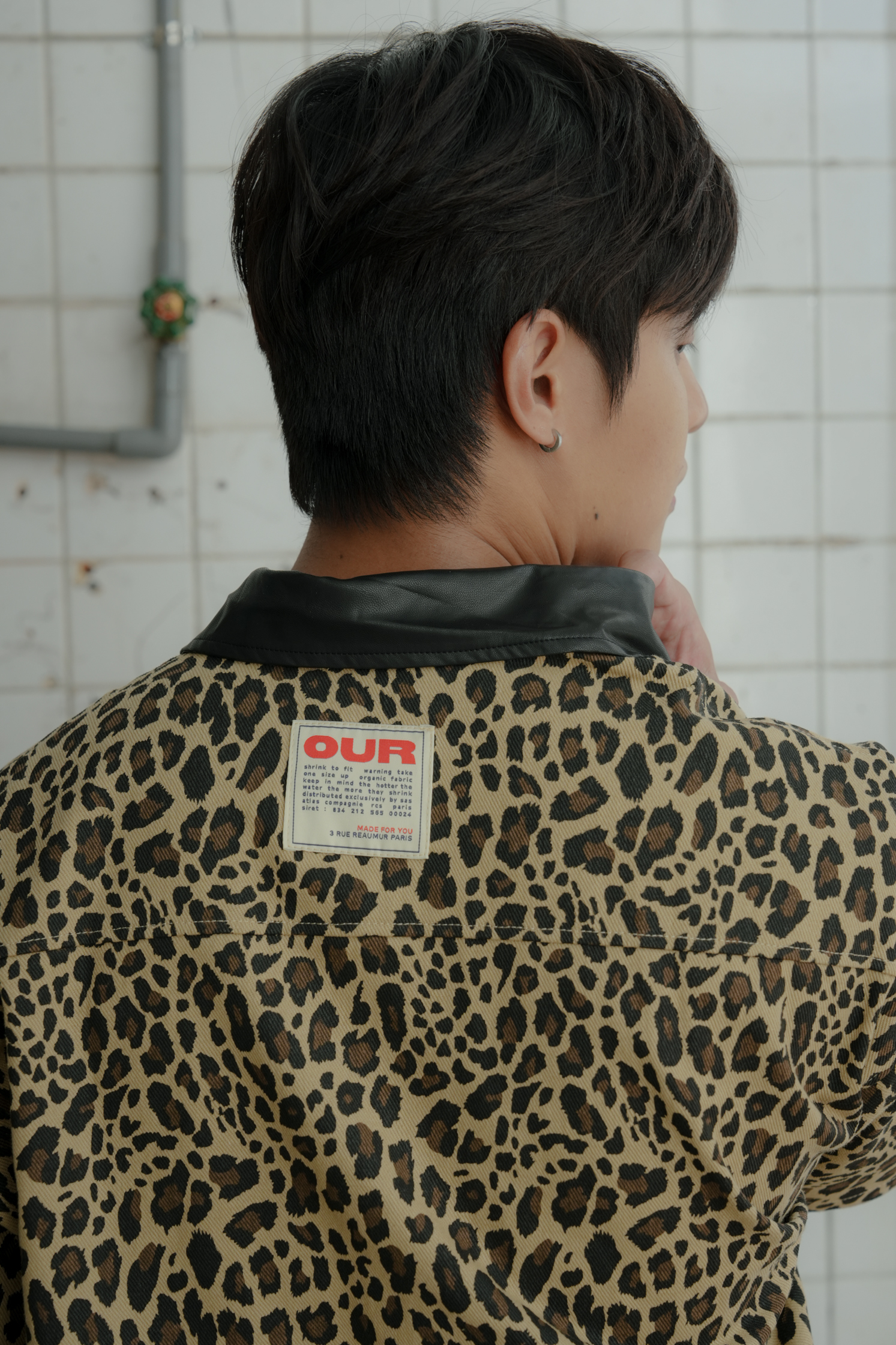 【Unisex】Leopard Print Short-Sleeve Shacket #襯衫