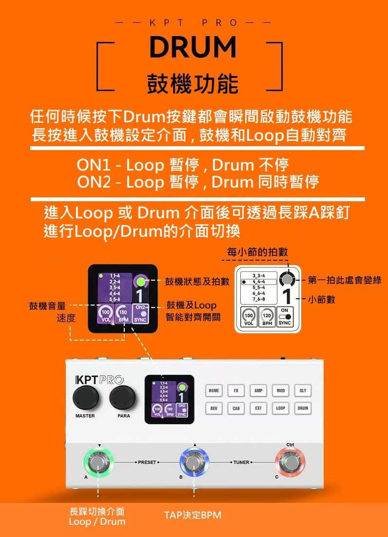 Yuimer KPT PRO TypeC 充電式 電吉他 綜合效果器 雙色可選 第 4 張圖片｜三峽吉他 / Bass