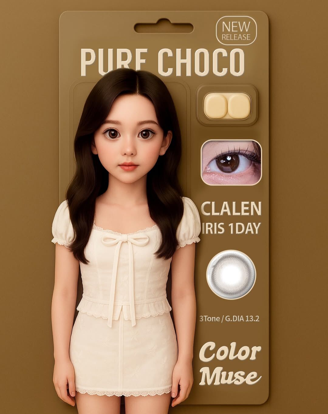 [日拋] Clalen Iris 1 Day 3Tone Pure Choco 彩色隱形眼鏡 10片/盒