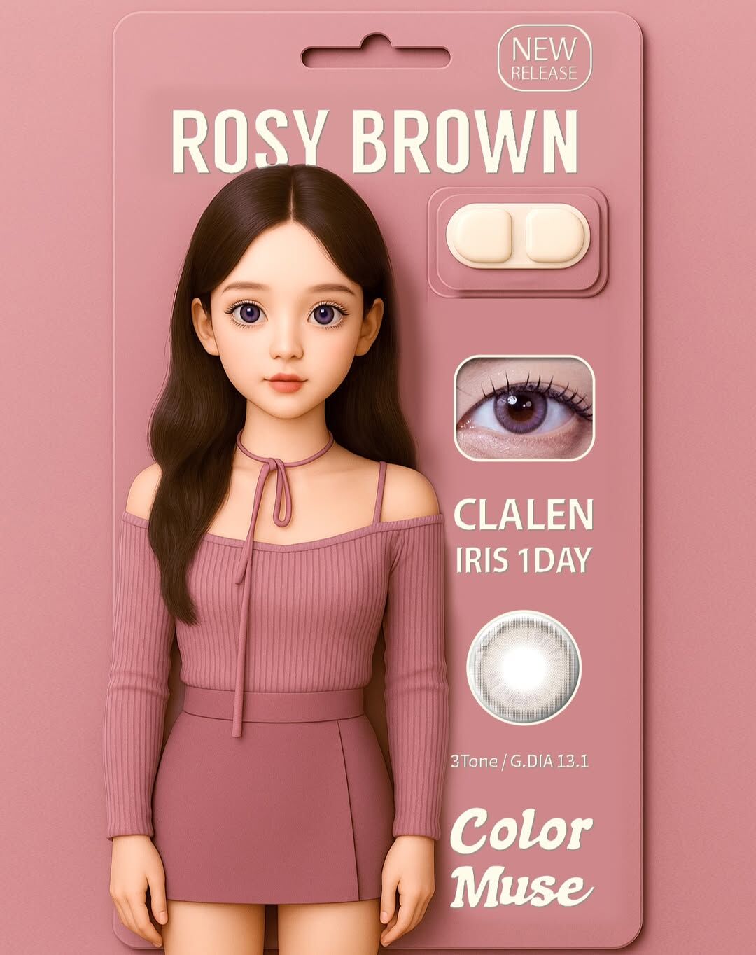 [日拋] Clalen Iris 1 Day 3Tone Rosy Brown 彩色隱形眼鏡 10片/盒