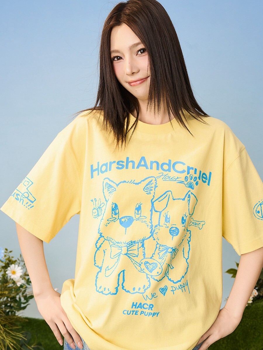 harsh and cruel 2025SS 手繪 雪納瑞 寬鬆短袖
