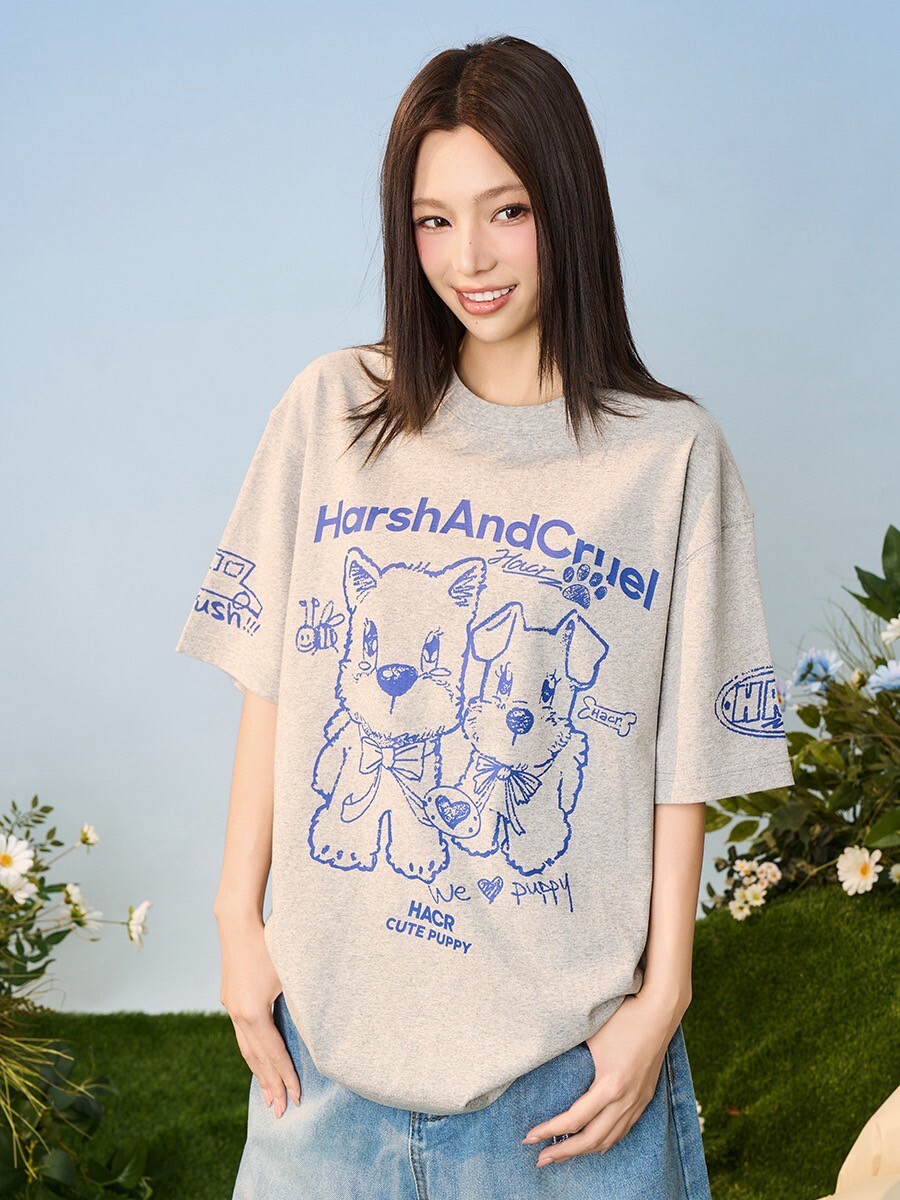 harsh and cruel 2025SS 手繪 雪納瑞 寬鬆短袖