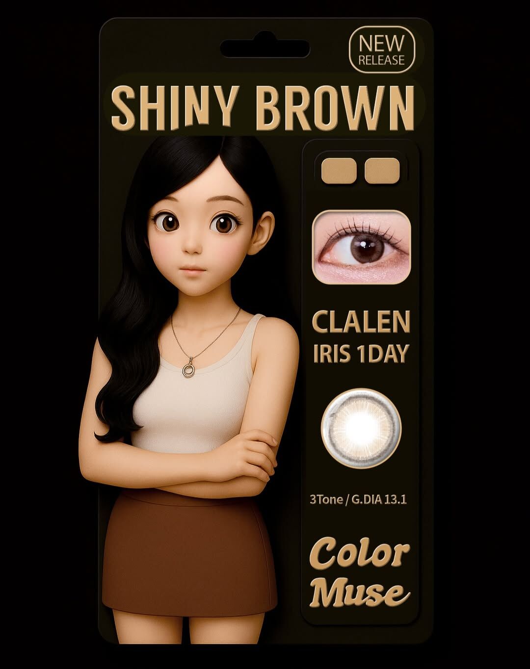 [日拋] Clalen Iris 1 Day 3Tone Shiny Brown 彩色隱形眼鏡 10片/盒