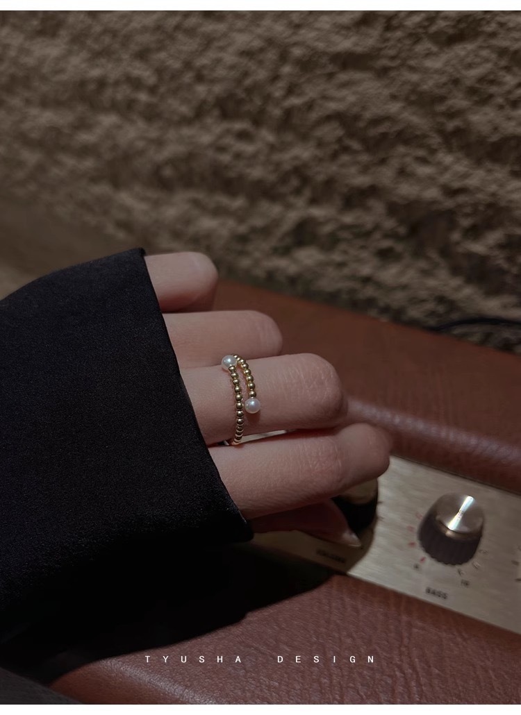 溫柔滿圈珍珠14K包金戒指