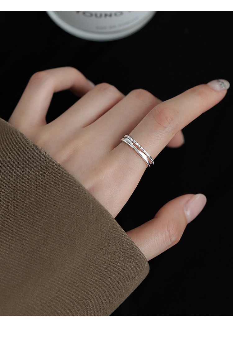 925鍍銀輕奢雙層戒指