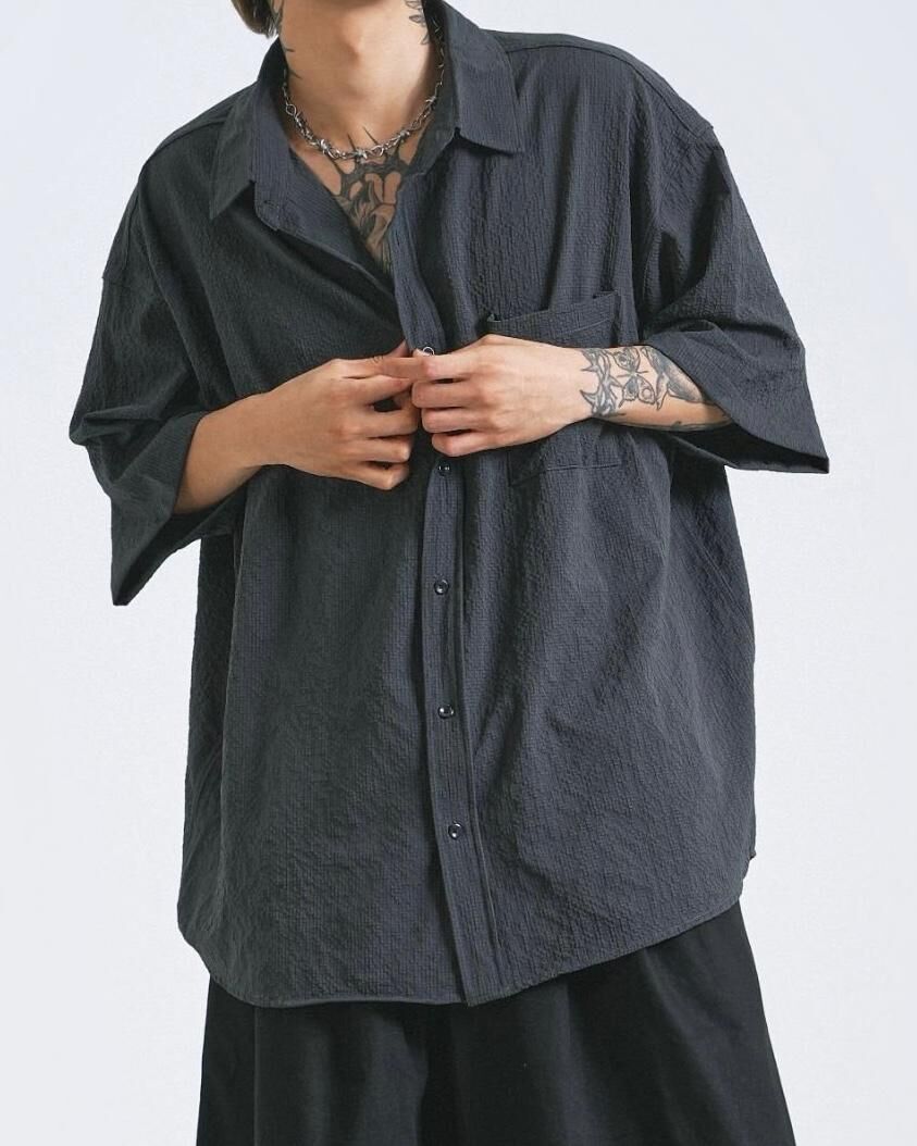 淨色暗紋短袖恤衫 S2318