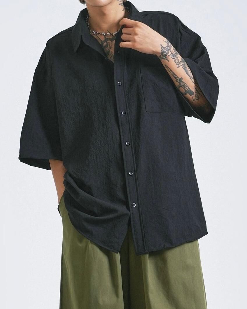 淨色暗紋短袖恤衫 S2318