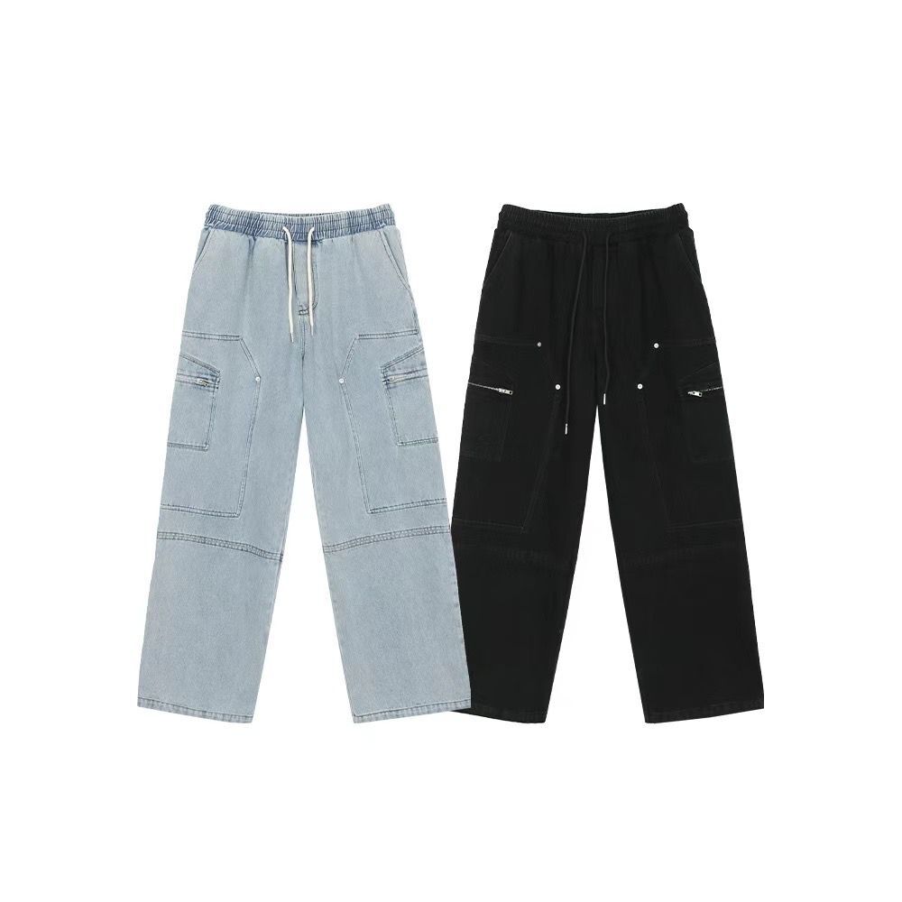 洗水淨色工裝鬆身褲 P3098