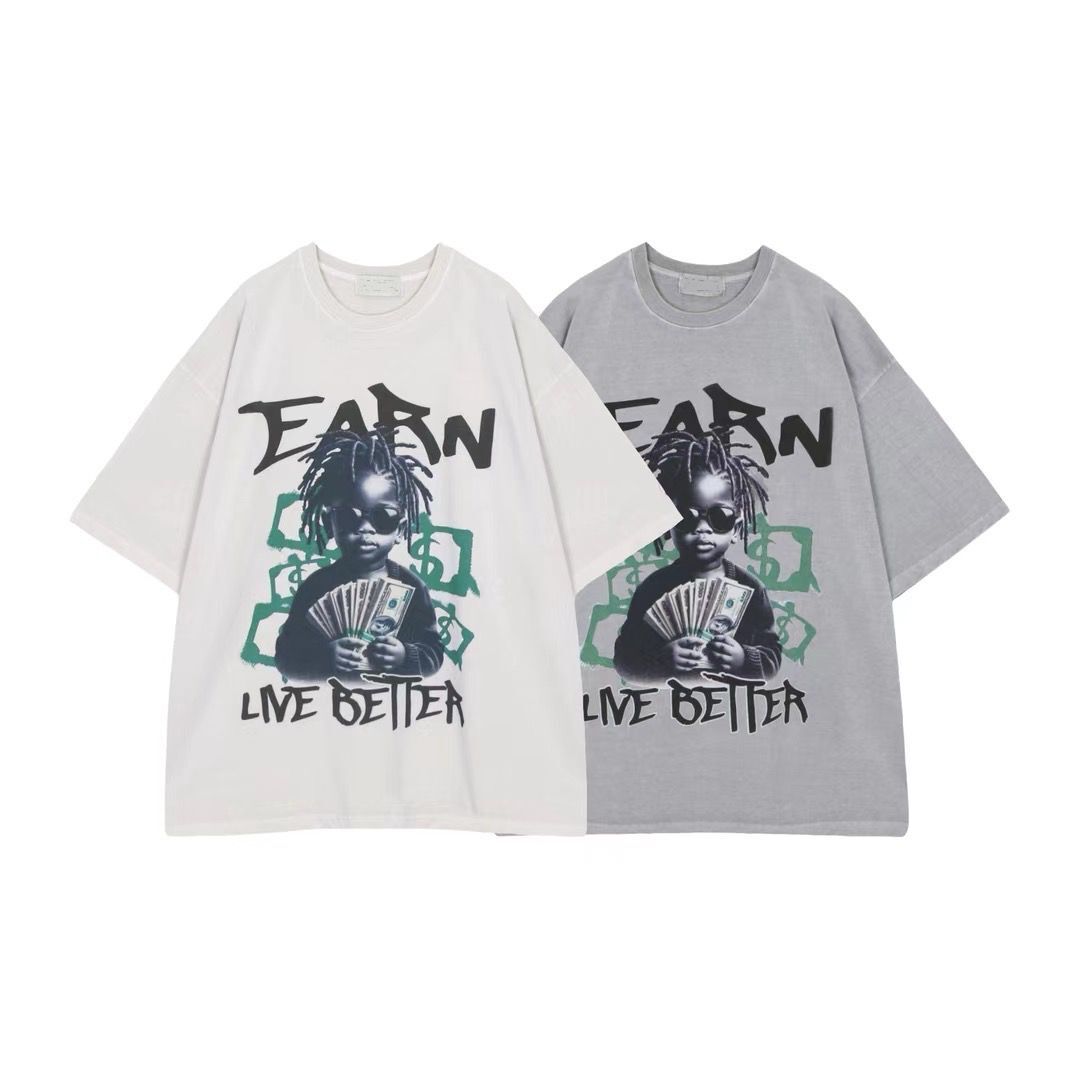 英文字圖案短袖Tee T5705