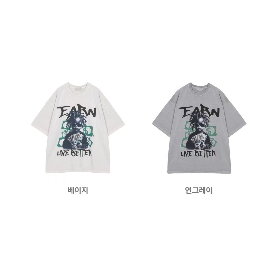 英文字圖案短袖Tee T5705