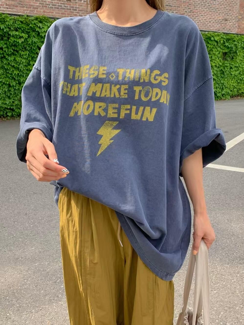 洗水英文字圖案短袖Tee T5706